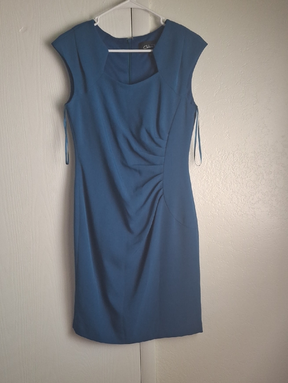 Chico's Teal Ruched Cap-Sleeve Midi Dress - Sleek Work-to-Event Style